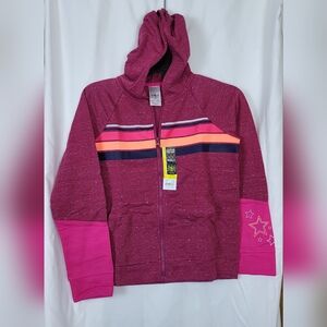 Avia Athletic Works NWT Girls Retro Inspired Pink Fleece Lined Hoodie Sz L 10/12